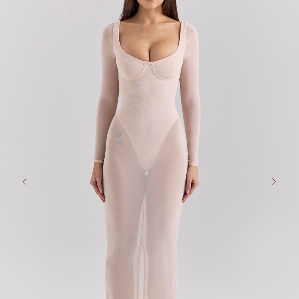 Elegant Sheer Long Sleeve Bodysuit - Pink